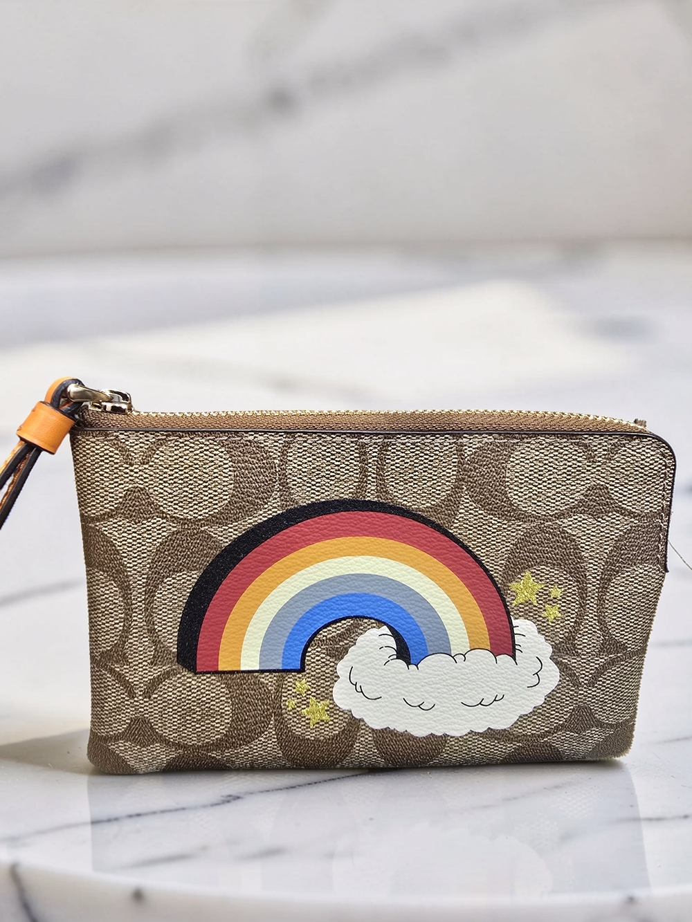 Coach Signature Rainbow Corner Zip Wristlet C1869 -NWT
